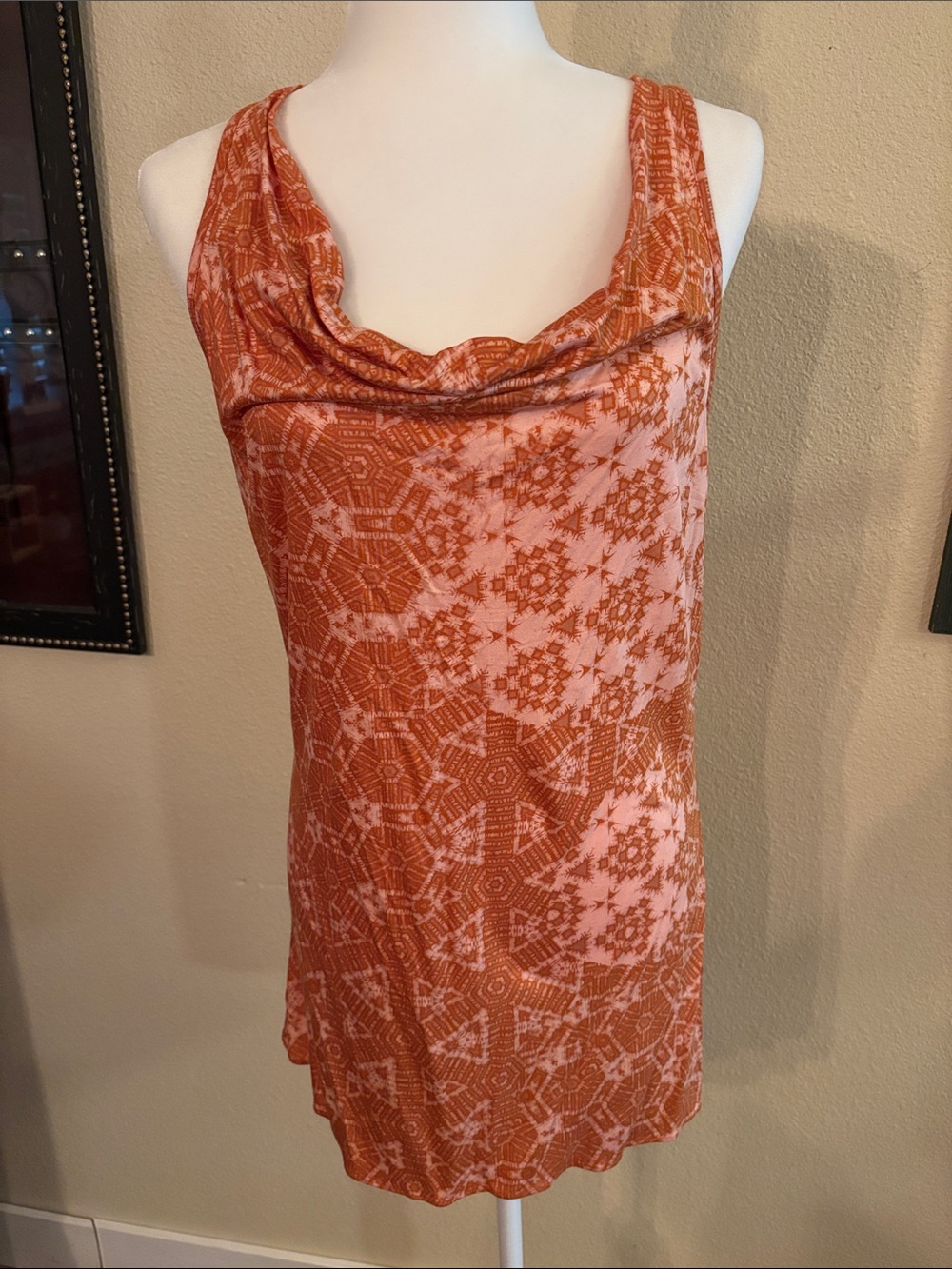 Banana Republic Orange Printed Mini Dress Racerback